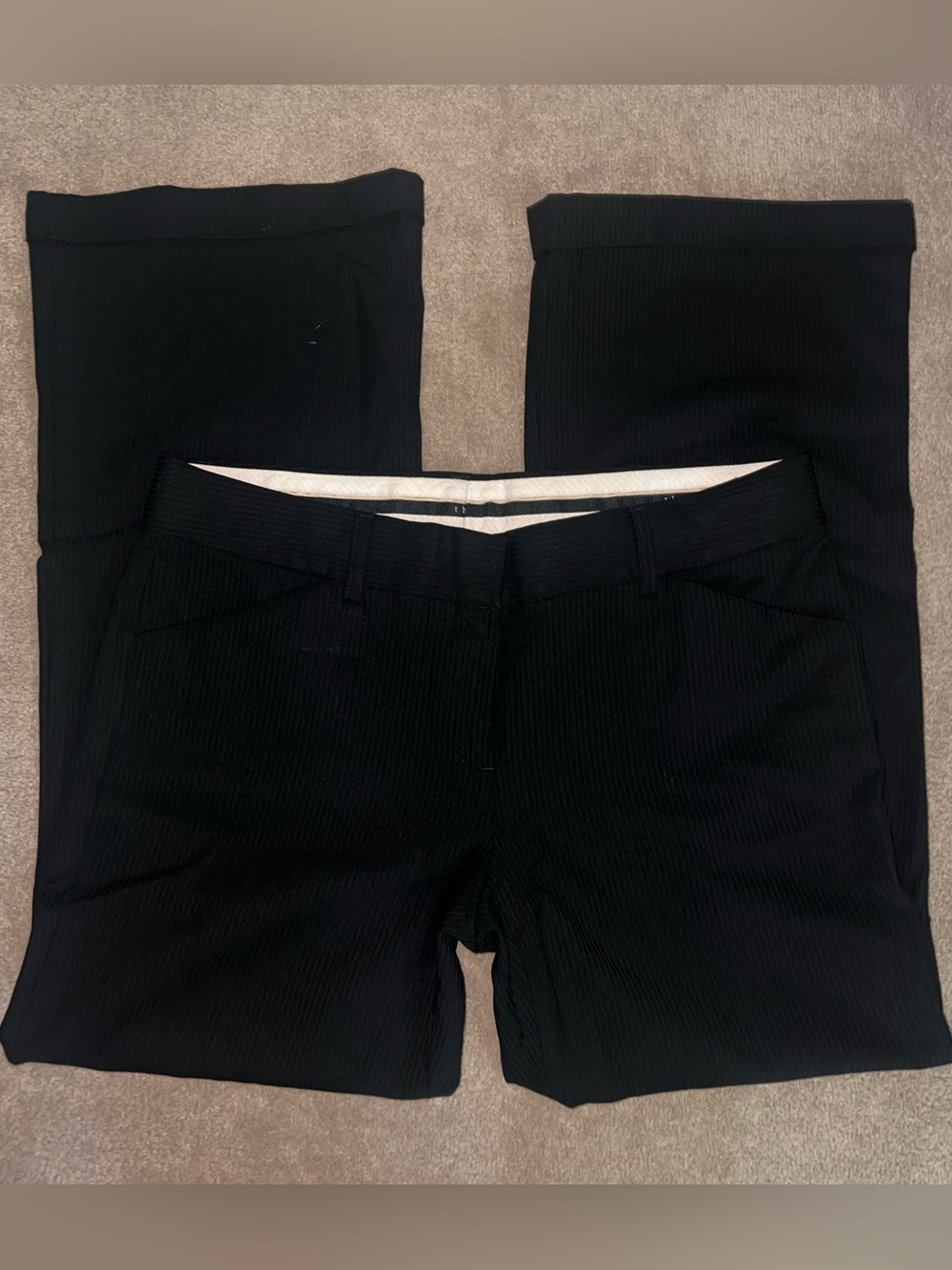 Theory 100% wool Black Low Rise Slight Flare Trousers Size 4